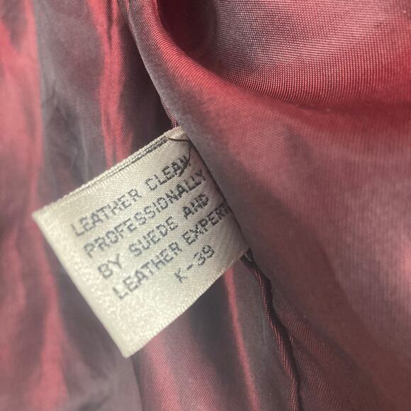 VTG Claiborne WEAR Leather Jacket XL Gray Red Lining Bomber Biker Zip Sleeve - Picture 12 of 16